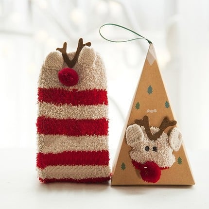 BowLift | Christmas socks in gift box design | Plush house & cuddle socks | Universal size