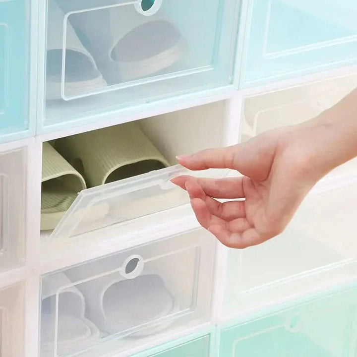 BowLift | SHOEBOX STORAGE SET – 24 stackable & transparent shoe boxes for space-saving organization & clear overview