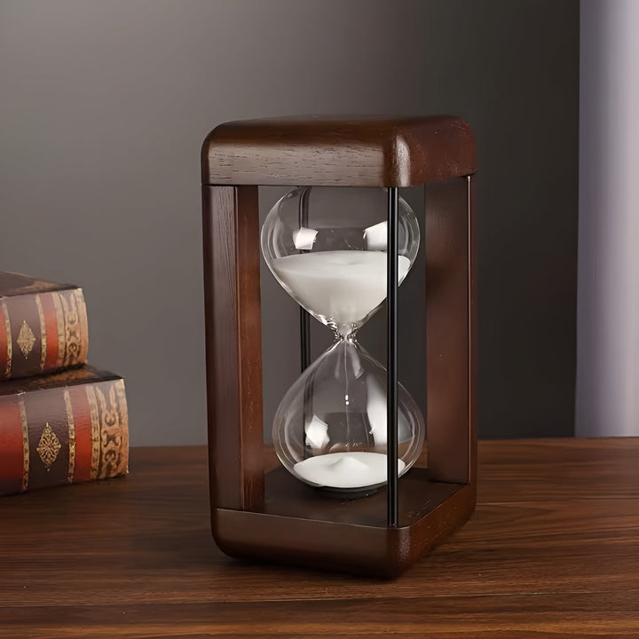Hourglass with Solid Wood Frame – High Quality and Decorative | 30 Minutes for Office, Desk, and Home | Bowlift