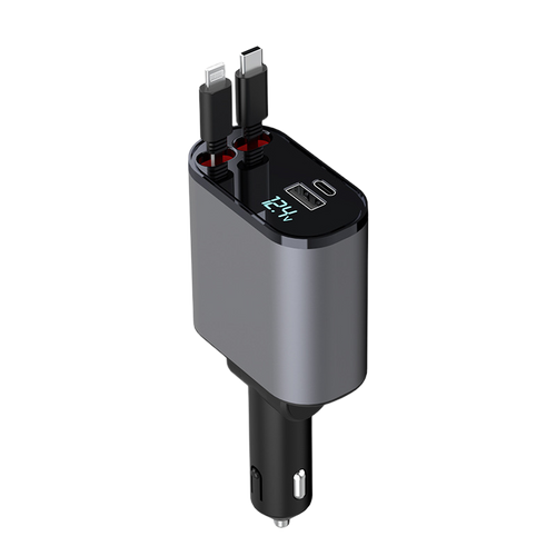 4-in-1 Car Charger with Retractable Cable | Bowlift