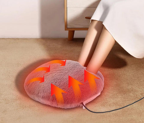 Fluffy heated foot warmers | Cozy heated foot cushion | Bowlift