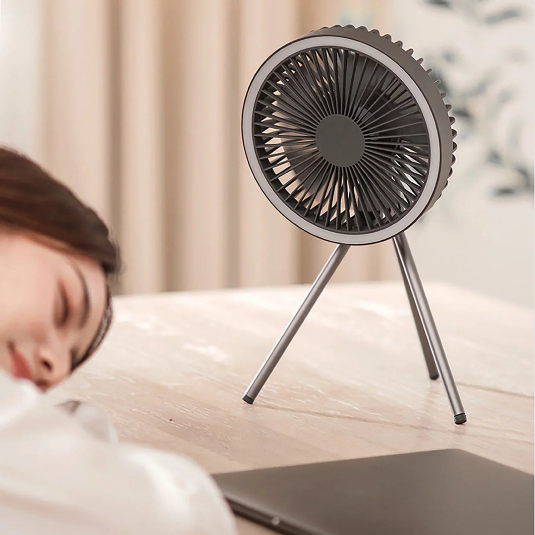 Rechargeable 10,000mAh Camping Fan with LED Lighting and Power Bank | Bowlift