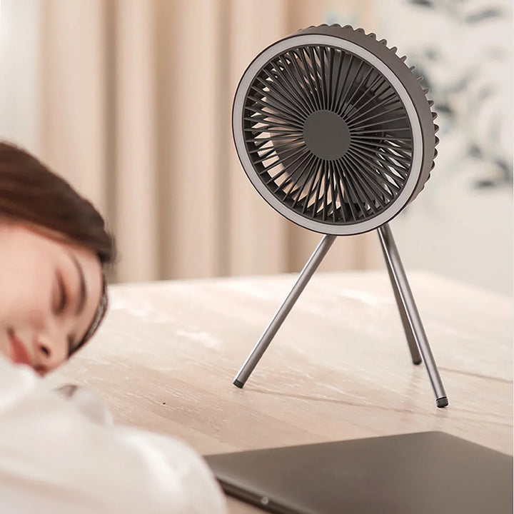 Rechargeable 10,000mAh Camping Fan with LED Lighting and Power Bank | Bowlift