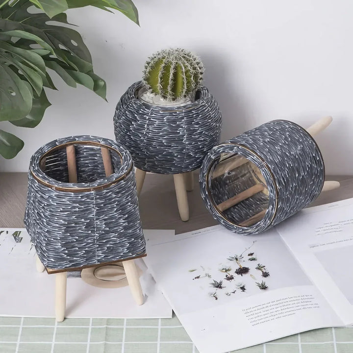 BowLift | Nordic Hand-Woven Imitation Rattan Flower Pot