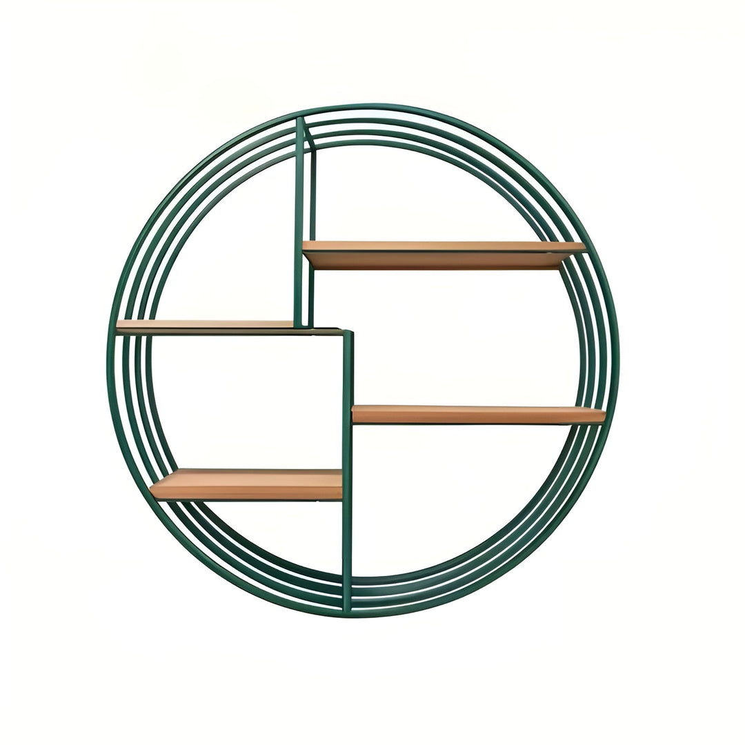 Round Wall Shelf with 4 Levels – Retro Design made of Wood & Metal | Decorative Hanging Shelf for Living Room, Bathroom & Bedroom | Bowlift