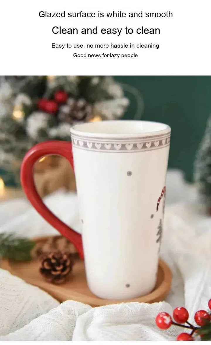 BowLift | Christmas Large Capacity Nordic Christmas Tall Hat Ceramic Relief Mug Cup