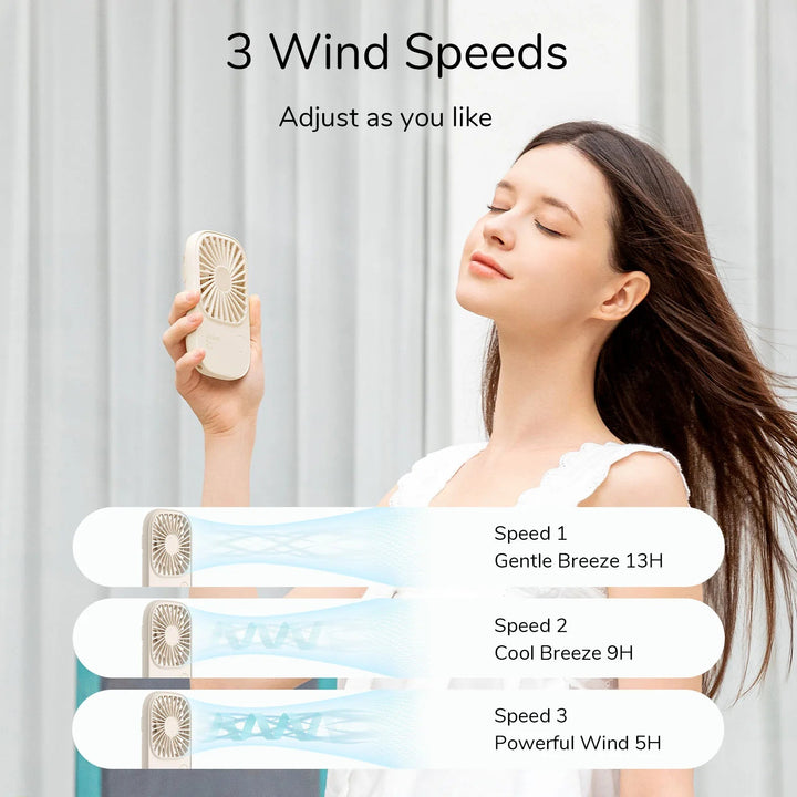 Mini Handheld USB Rechargeable Fan with 3 Speeds, Portable Lash Fan & Desk Stand | Bowlift