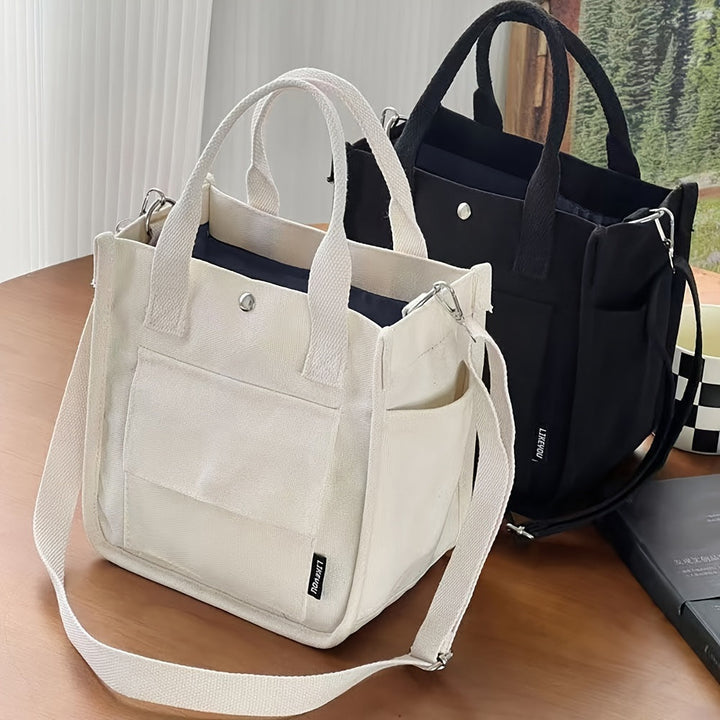 BowLift | UrbanEase Canvas Slingbag – White Shoulder Bag with Magnetic Closure and Adjustable Strap