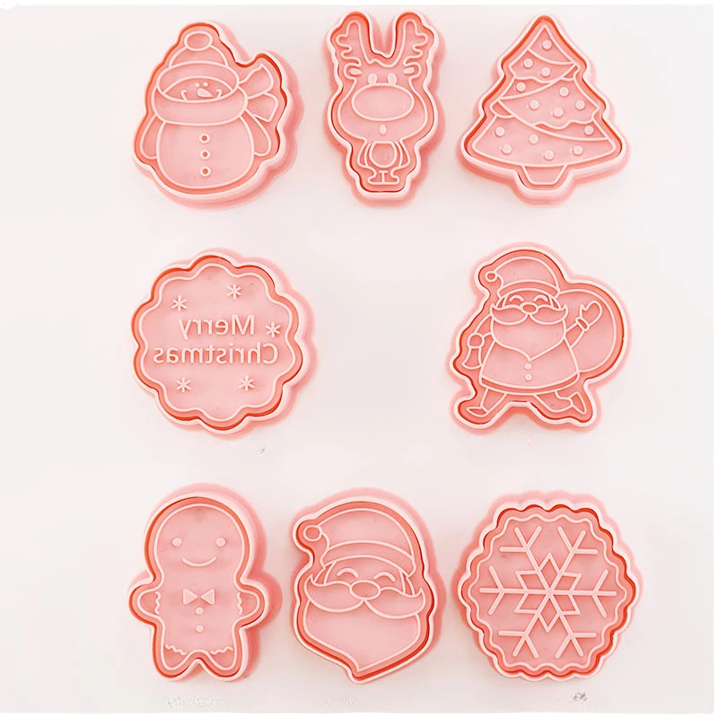 8pcs 3D Cartoon Cookie Cutters Pressable Biscuit Mold Cookie Stamp Set | Bowlift