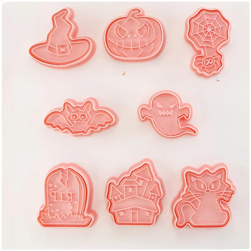 8pcs 3D Cartoon Cookie Cutters Pressable Biscuit Mold Cookie Stamp Set | Bowlift