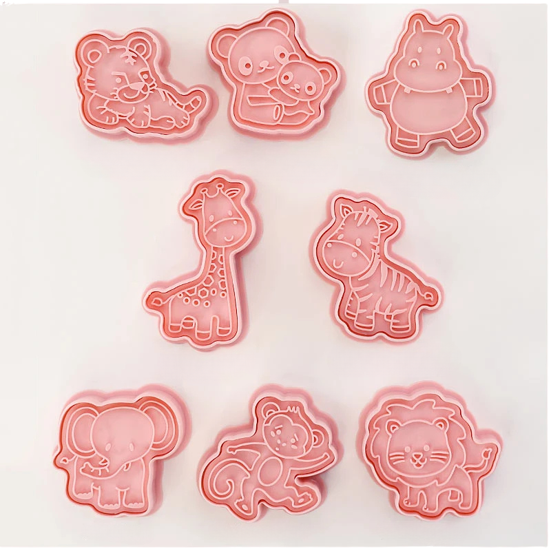 8pcs 3D Cartoon Cookie Cutters Pressable Biscuit Mold Cookie Stamp Set | Bowlift