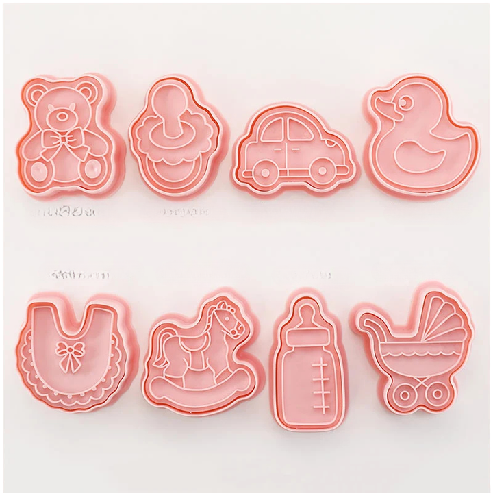 8pcs 3D Cartoon Cookie Cutters Pressable Biscuit Mold Cookie Stamp Set | Bowlift