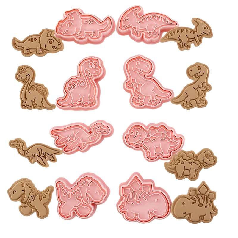 8pcs 3D Cartoon Cookie Cutters Pressable Biscuit Mold Cookie Stamp Set | Bowlift