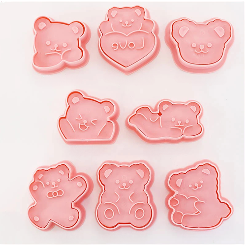 8pcs 3D Cartoon Cookie Cutters Pressable Biscuit Mold Cookie Stamp Set | Bowlift