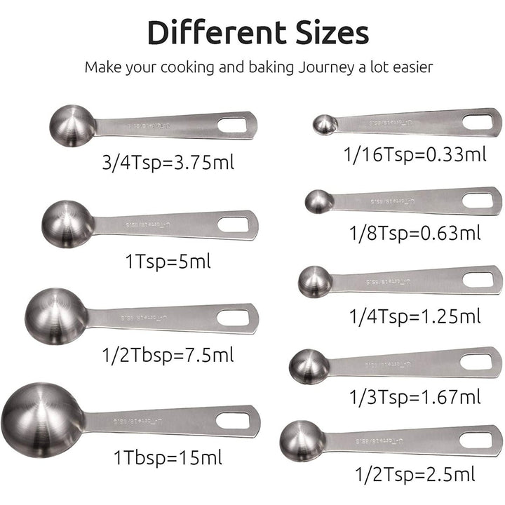 BowLift | 9-piece set: stainless steel measuring spoons for dry and liquid ingredients
