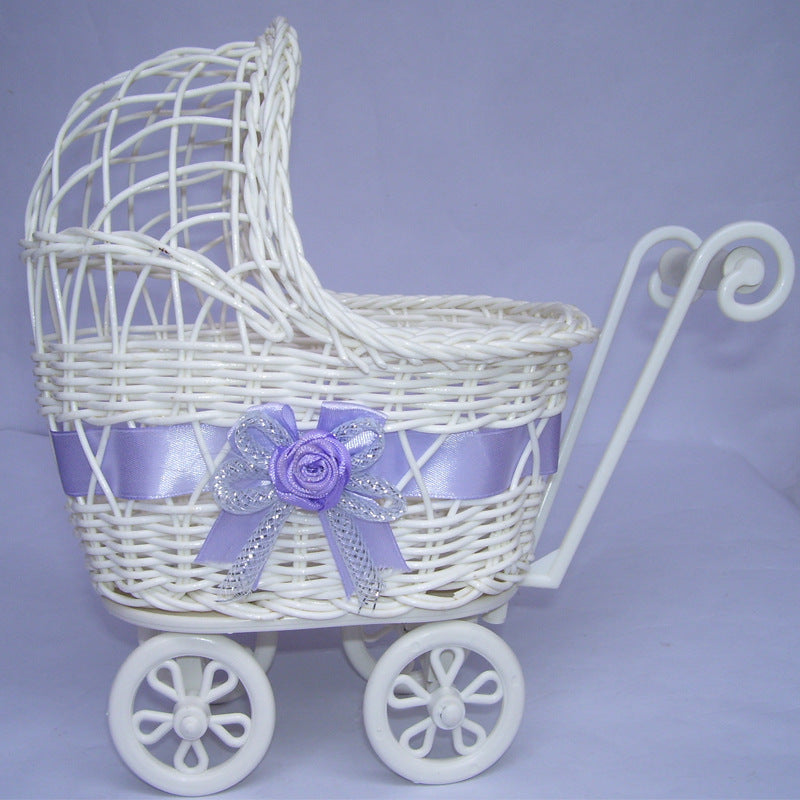 Decorative Wicker Doll Pram Bowlift