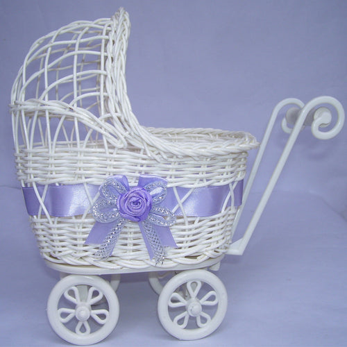 Decorative Wicker Doll Pram Bowlift