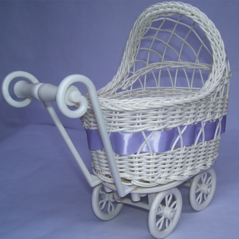 Vintage Woven Doll Pram Basket Bowlift