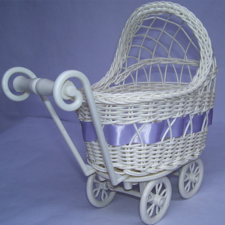 Vintage Woven Doll Pram Basket Bowlift