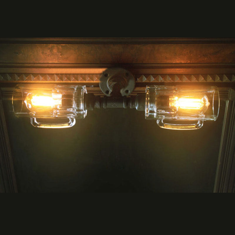 BowLift | Clear 2 Bulbs Wall Sconce Light Vintage Stylish Glass Beer Mug Wall Lighting Fixture for Bar