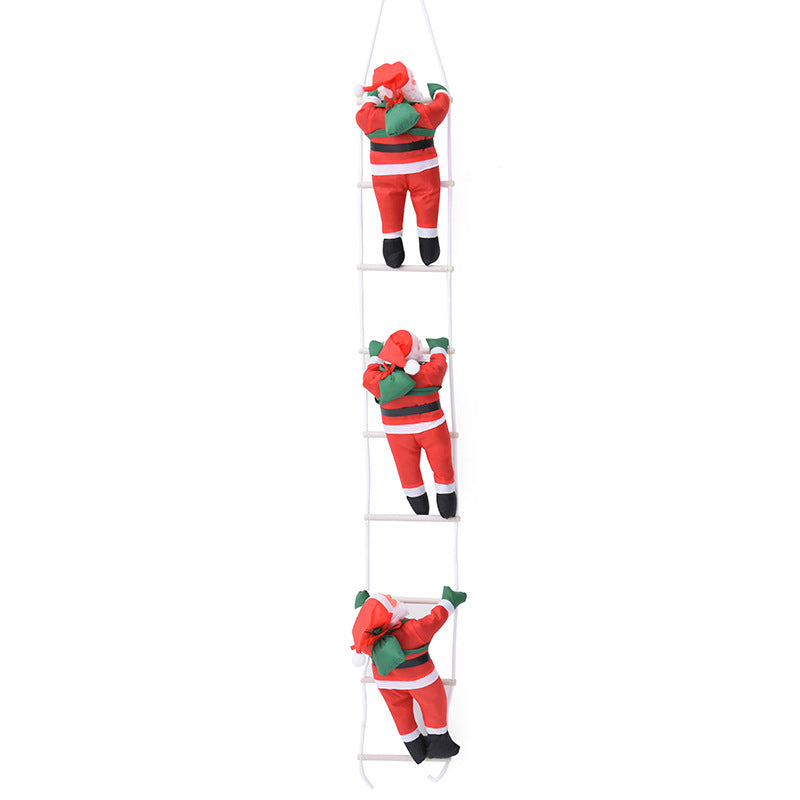 Decorative Santa Claus figures in climbing style