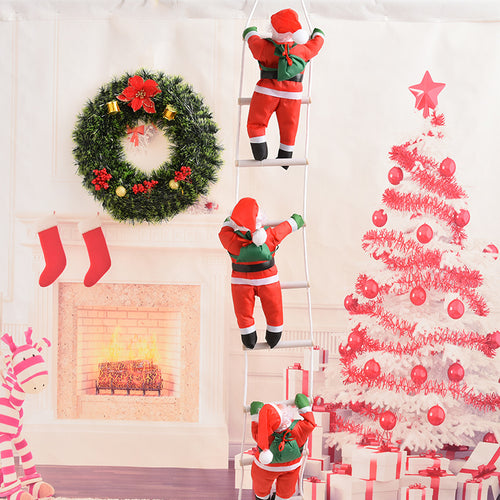 Decorative Santa Claus figures in ladder set