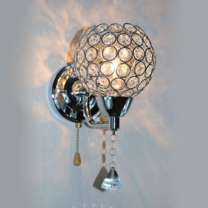BowLift | 1-bulb wall light Modernist Nickel Faceted Clear Glass Wall Lamp