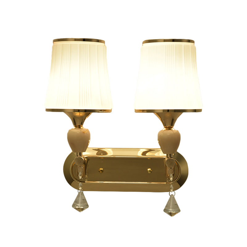 BowLift | 1- Head Bell Wall Scone Lighting with Glass Shade Modernist Living Room Gold Wall Mount Light