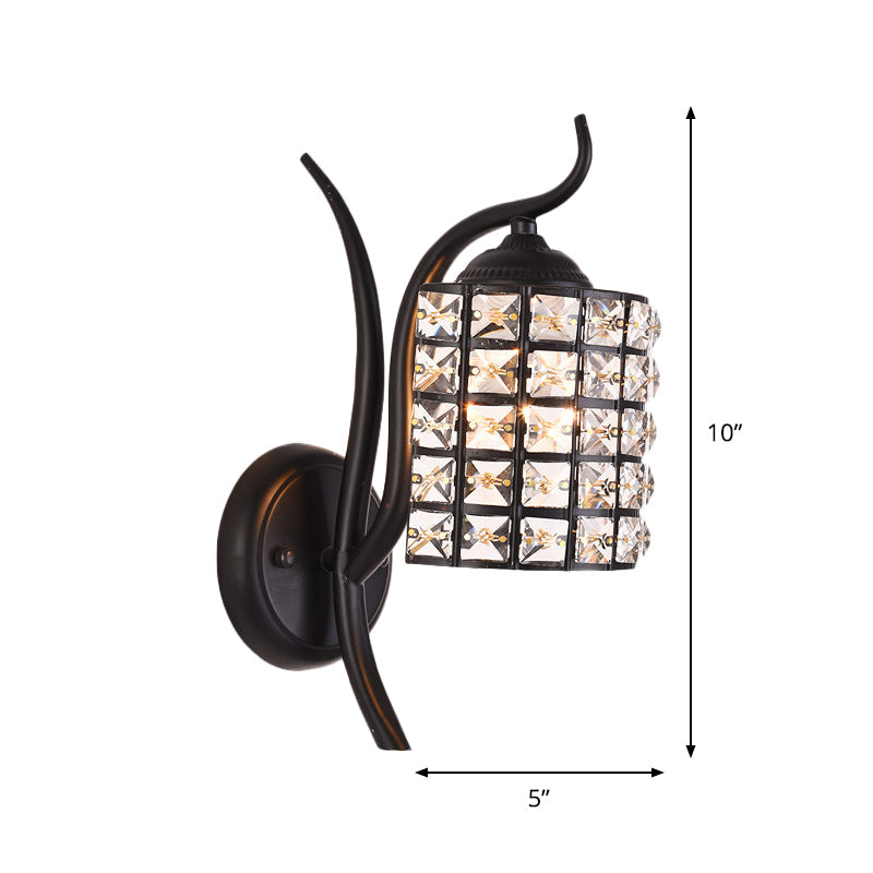 BowLift | Inserted Crystal Square/Rhombus Wall Light Minimalist 1-Light Shade Wall Lighting Fixture in Black