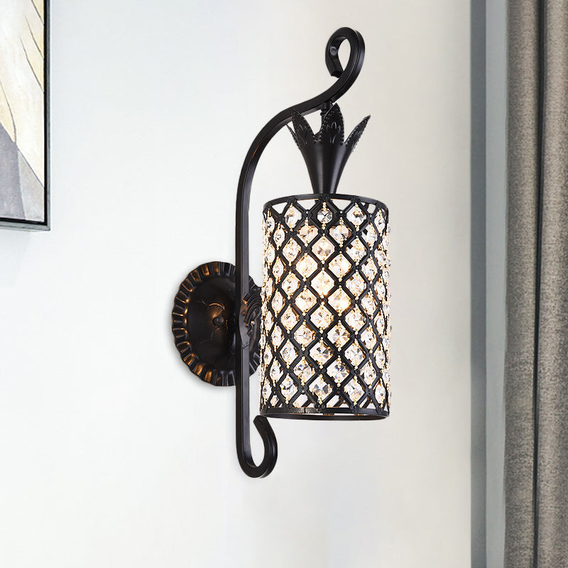 BowLift | Inserted Crystal Square/Rhombus Wall Light Minimalist 1-Light Shade Wall Lighting Fixture in Black