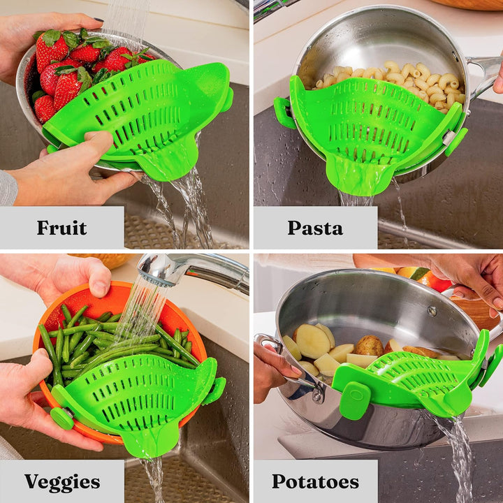 BowLift | Silicone sieve with clip – Heat-resistant draining container for food