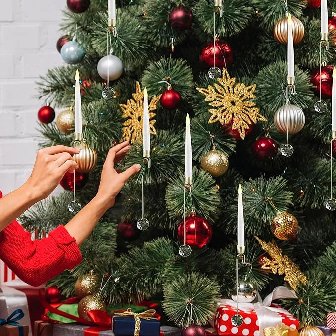 BowLift | Christmas Tree LED Candle Set | 12 Pieces with Remote Control & Timer | Warm White Flicker | Flameless & Safe