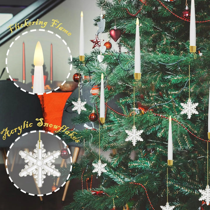BowLift | Christmas Tree LED Candle Set | 12 Pieces with Remote Control & Timer | Warm White Flicker | Flameless & Safe