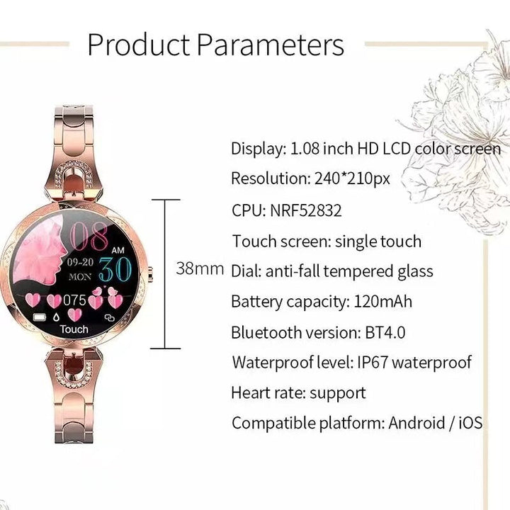 BowLift | PolsVital Women's Smartwatch – Waterproof, Health and Fitness Monitor in Stylish Design