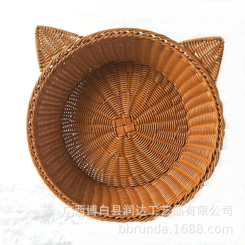 Cat Ear Woven Storage Basket Bowlift