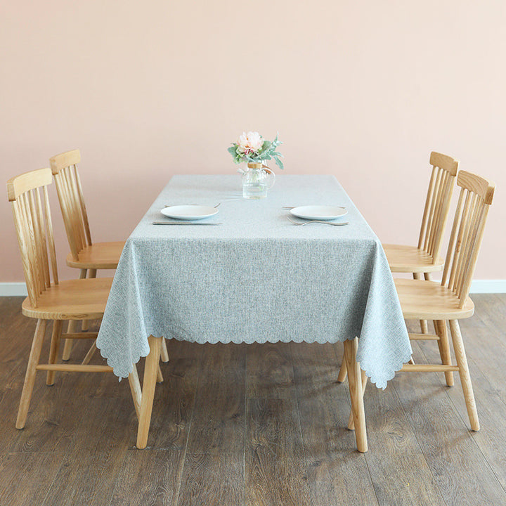 Tablecloth made of cotton blend with wavy hem and textured surface Bowlift