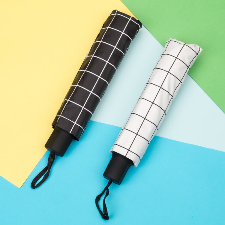 Women Black-white checkered pattern umbrella Bowlift