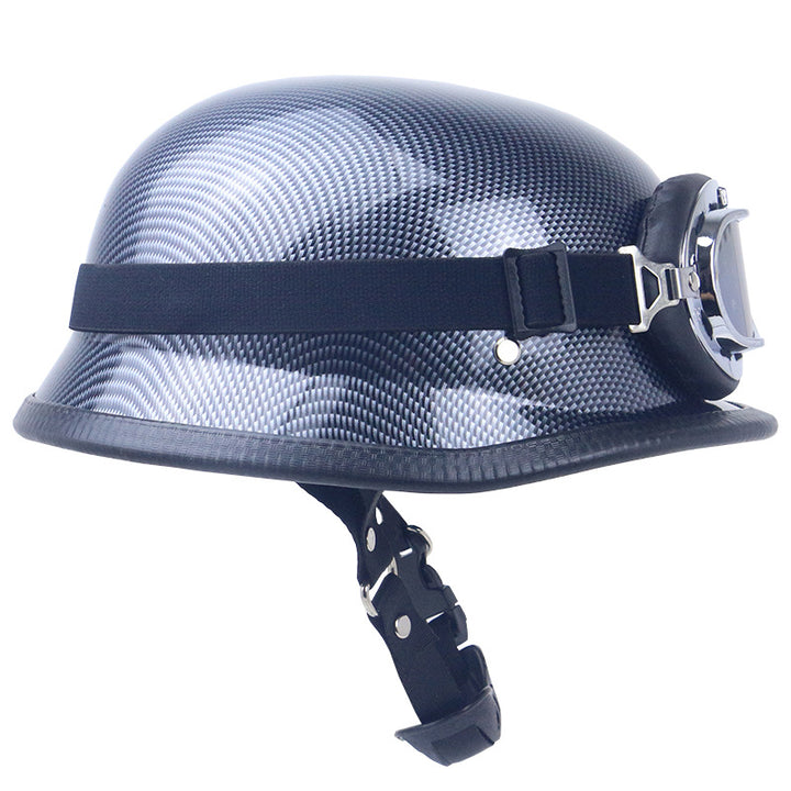 Retro Motorcycle Helmet with Goggles Bowlift