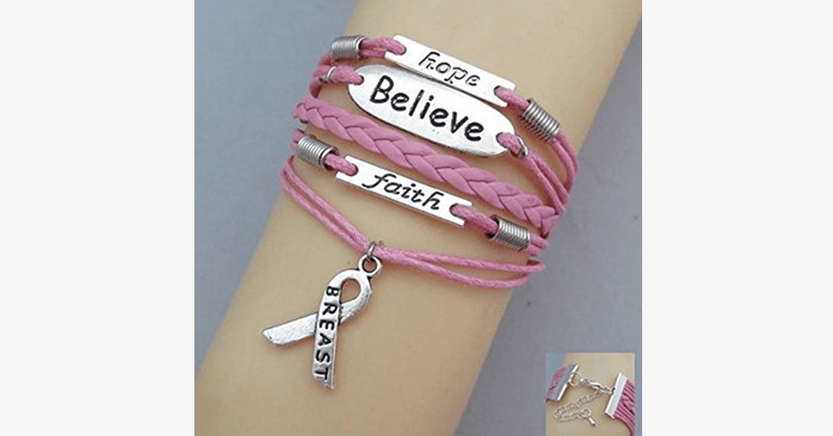 BowLift | Hope Faith and Faith Breast Cancer Bracelet
