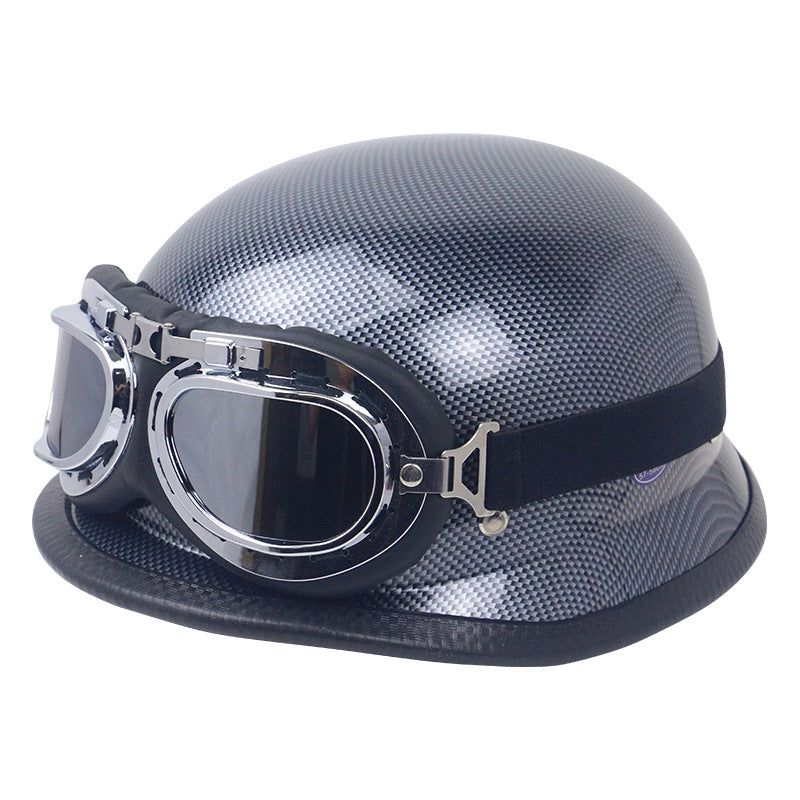 Retro Motorcycle Helmet with Goggles Bowlift
