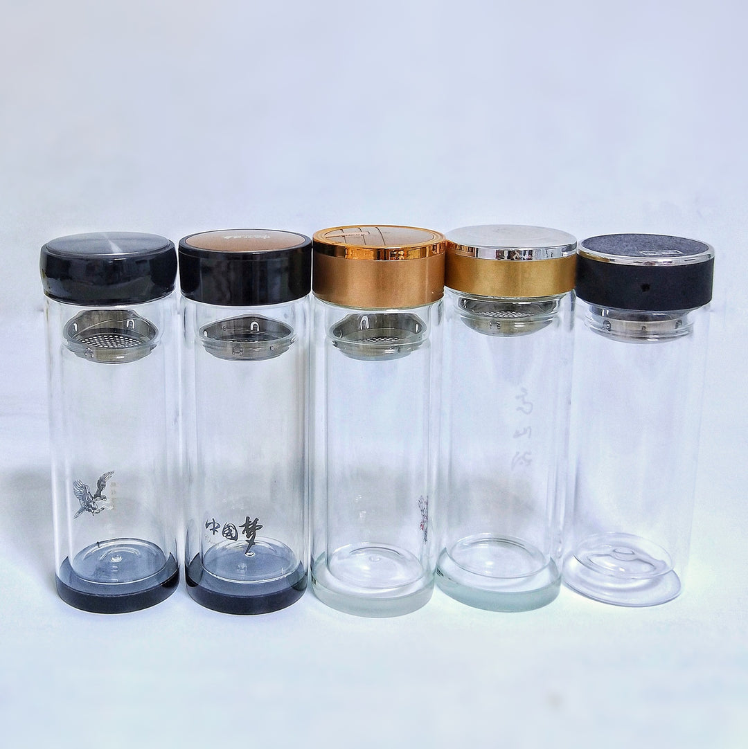 Women High-Quality Tea Glass Bottle with Integrated Stainless Steel Strainer Bowlift