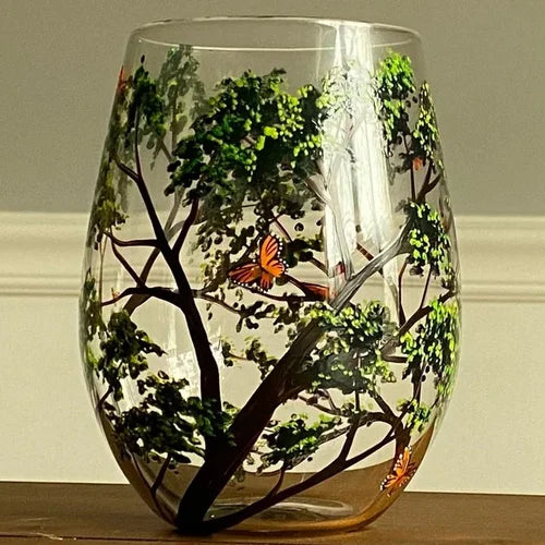 BowLift | Hand Painted Four Seasons Tree Wine Glasses | Unique Art