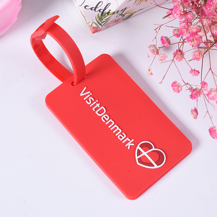 silicone luggage ID tag with adjustable strap and embossed travel identification panel Bowlift