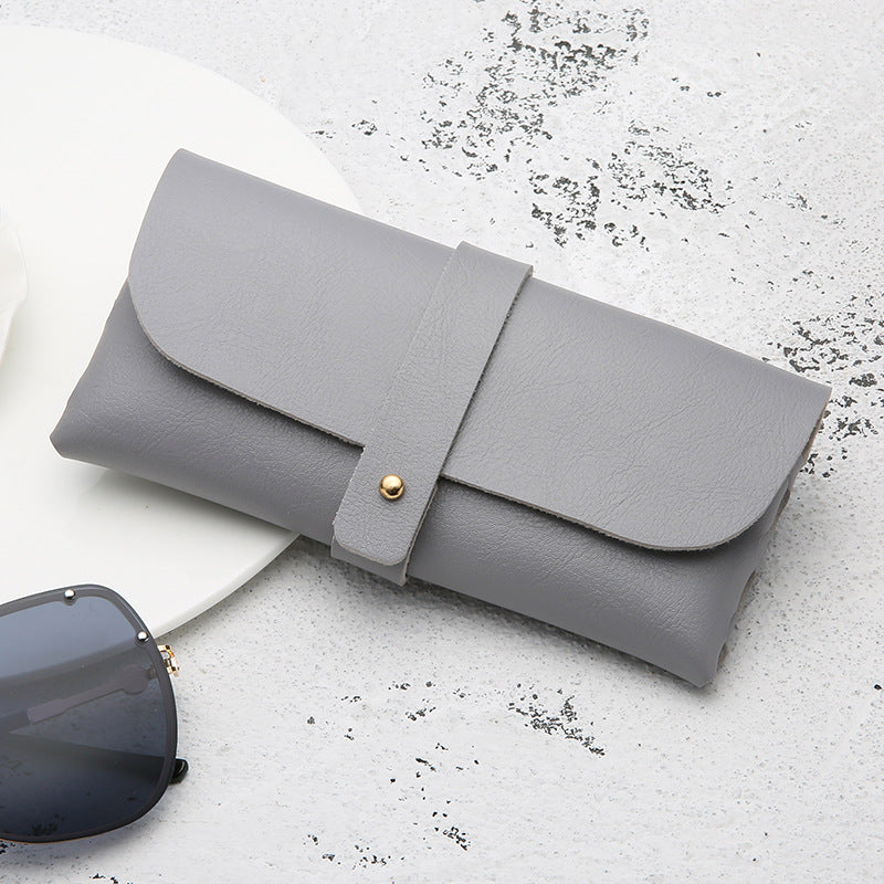 Soft PU Leather Sunglasses Roll-Up Case with Snap Strap Bowlift