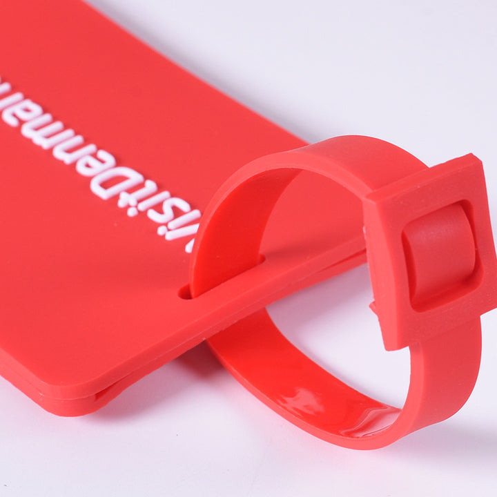 silicone luggage ID tag with adjustable strap and embossed travel identification panel Bowlift