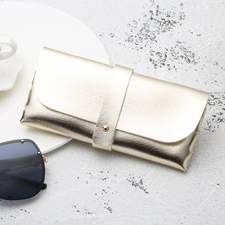 Soft PU Leather Sunglasses Roll-Up Case with Snap Strap Bowlift