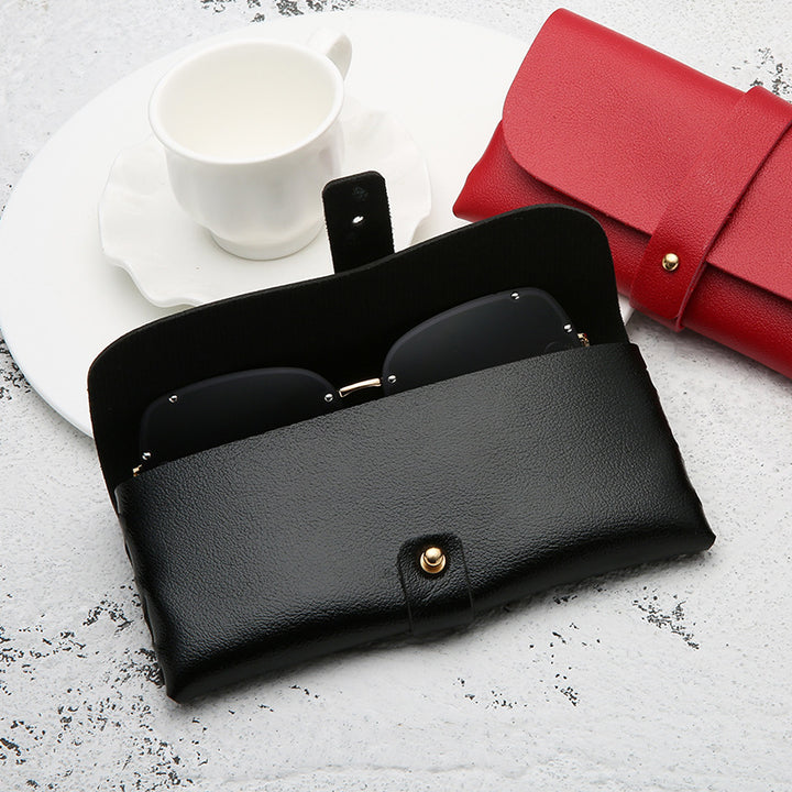 Soft PU Leather Sunglasses Roll-Up Case with Snap Strap Bowlift