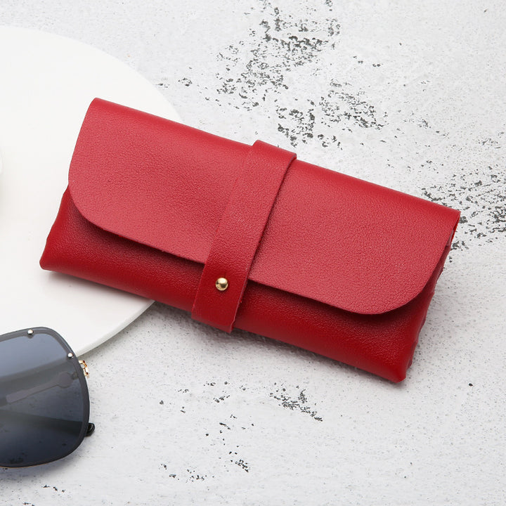 Soft PU Leather Sunglasses Roll-Up Case with Snap Strap Bowlift