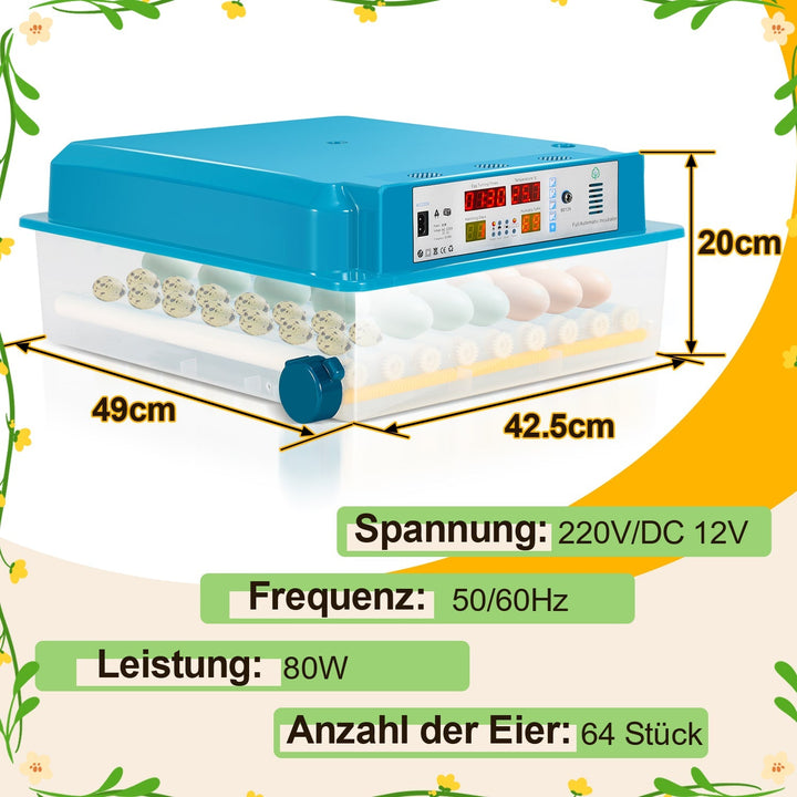 Brutautomat Fully Automatic Incubator for Chickens 64 Eggs | Bowlift
