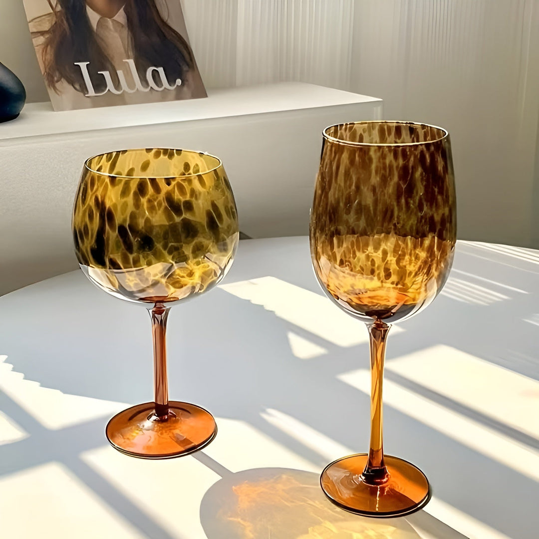 Leopard print wine glasses – Vintage design in set of 2 | Perfect for special occasions | Bowlift